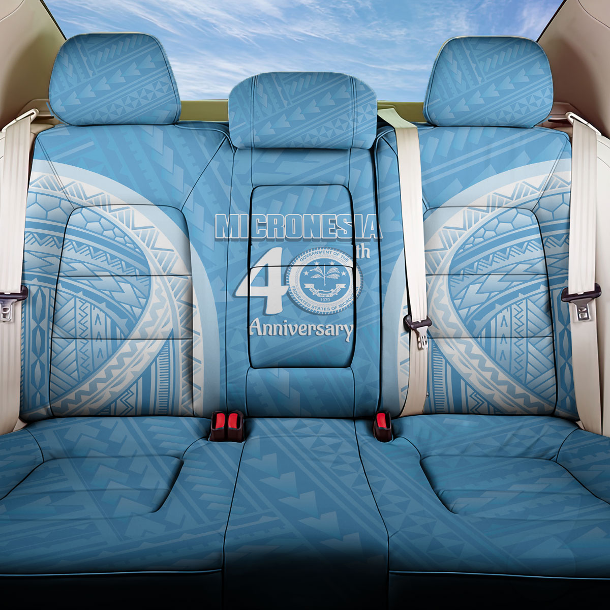 Federated States of Micronesia Independence Day Back Car Seat Cover FSM 40th Anniversary Proud LT14 One Size Blue - Polynesian Pride