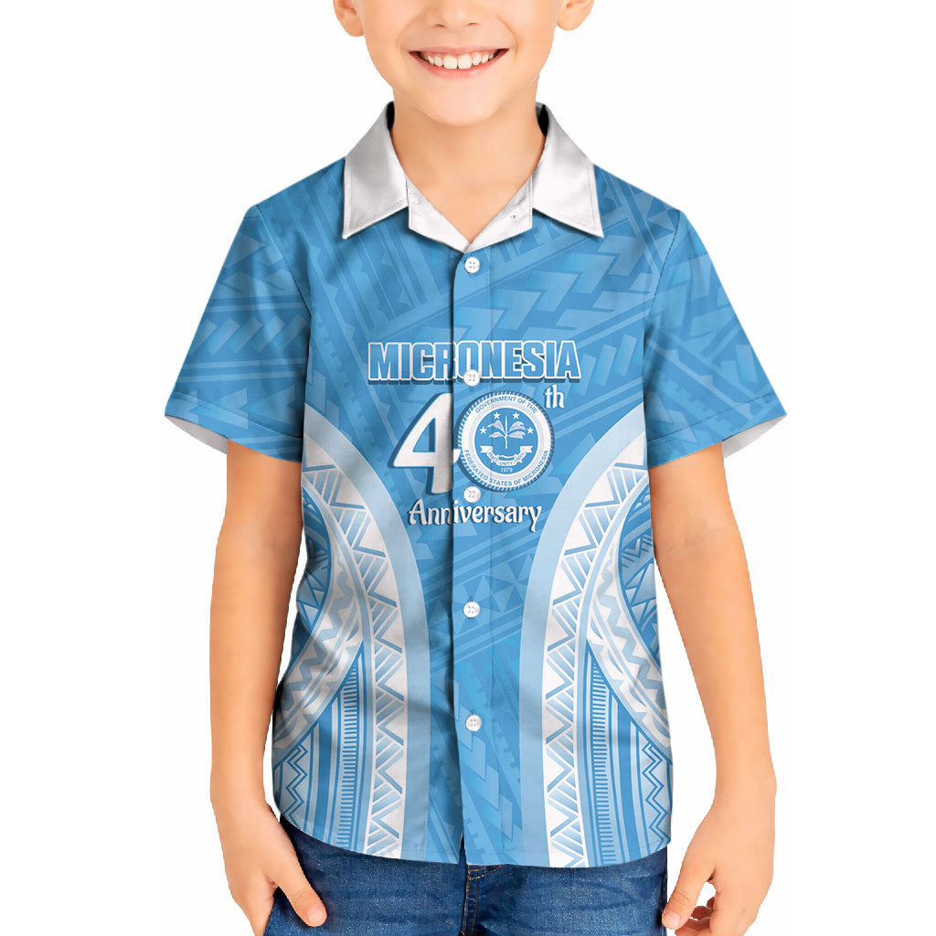 Federated States of Micronesia Independence Day Kid Hawaiian Shirt FSM 40th Anniversary Proud LT14 Kid Blue - Polynesian Pride