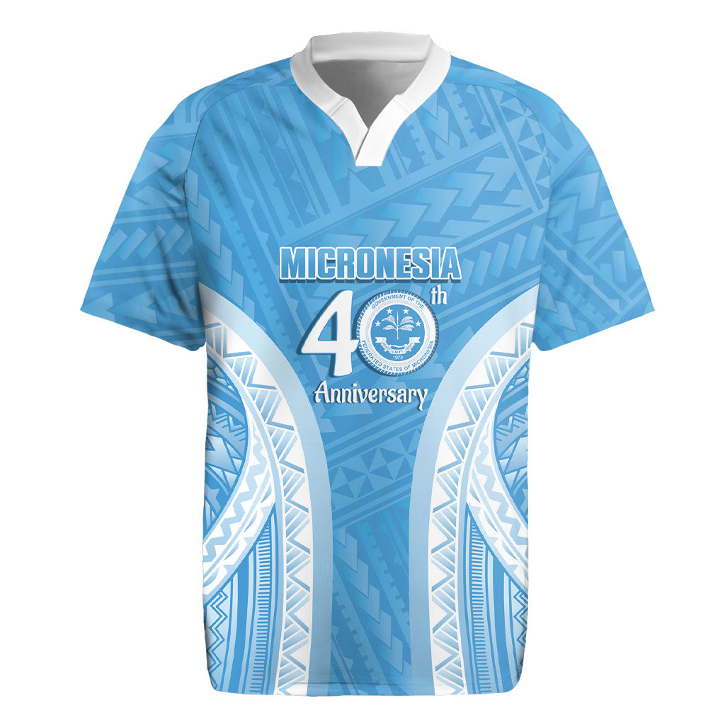 Federated States of Micronesia Independence Day Rugby Jersey FSM 40th Anniversary Proud LT14 Blue - Polynesian Pride
