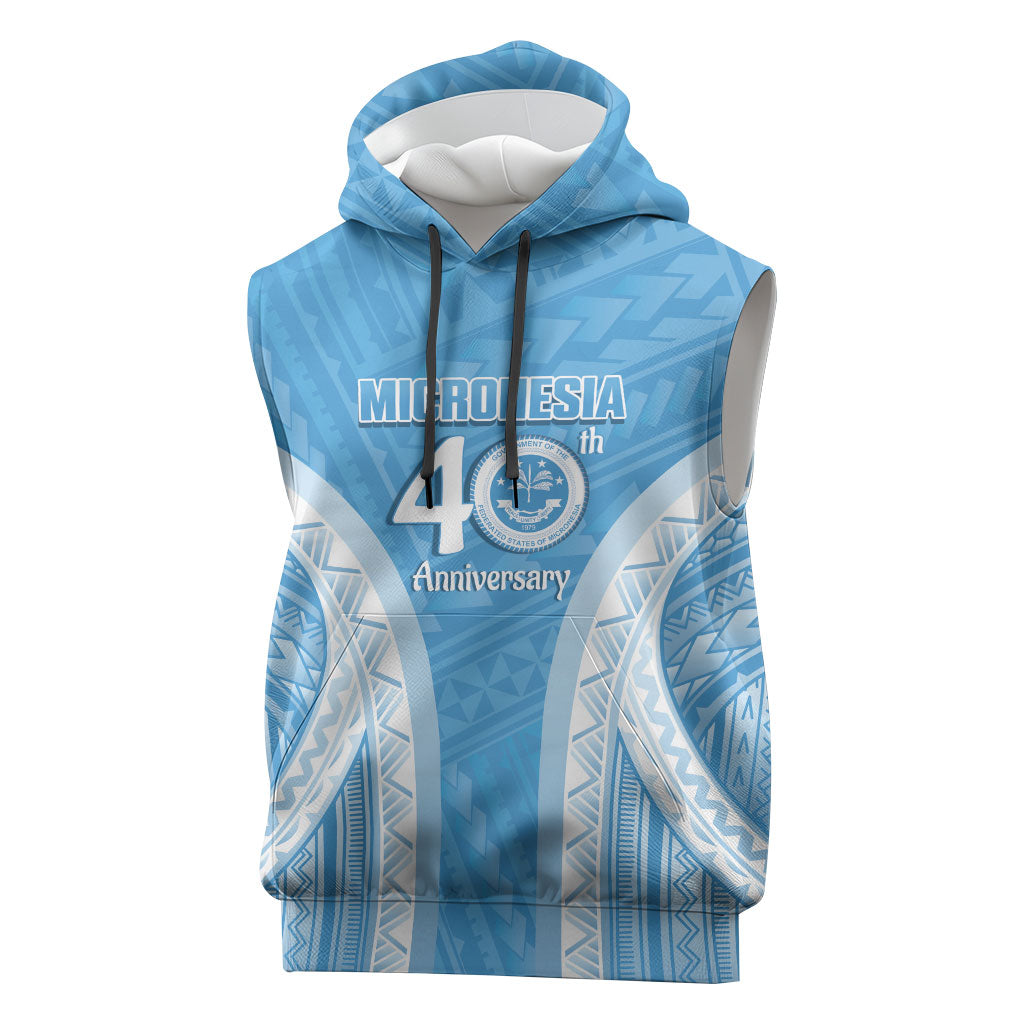 Federated States of Micronesia Independence Day Sleeveless Hoodie FSM 40th Anniversary Proud LT14 Blue - Polynesian Pride