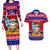 Custom Guam Christmas Couples Matching Long Sleeve Bodycon Dress and Hawaiian Shirt Guaman Santas Felis Pasgua LT14 Blue - Polynesian Pride