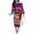 Custom Guam Christmas Off The Shoulder Long Sleeve Dress Guaman Santas Felis Pasgua LT14 Women Blue - Polynesian Pride