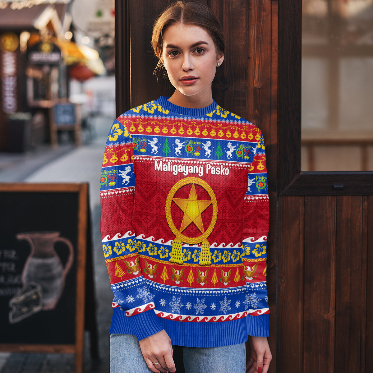 Custom Philippines Christmas Ugly Christmas Sweater Filipino Parol Maligayang Pasko LT14 - Polynesian Pride
