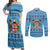 Custom Fiji Christmas Couples Matching Off Shoulder Maxi Dress and Long Sleeve Button Shirt Fijian Tapa Marau na Kerisimasi LT14 Blue - Polynesian Pride