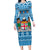 Custom Fiji Christmas Family Matching Long Sleeve Bodycon Dress and Hawaiian Shirt Fijian Tapa Marau na Kerisimasi LT14 Mom's Dress Blue - Polynesian Pride