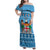 Custom Fiji Christmas Family Matching Off Shoulder Maxi Dress and Hawaiian Shirt Fijian Tapa Marau na Kerisimasi LT14 Mom's Dress Blue - Polynesian Pride