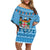 Custom Fiji Christmas Family Matching Off Shoulder Short Dress and Hawaiian Shirt Fijian Tapa Marau na Kerisimasi LT14 Mom's Dress Blue - Polynesian Pride