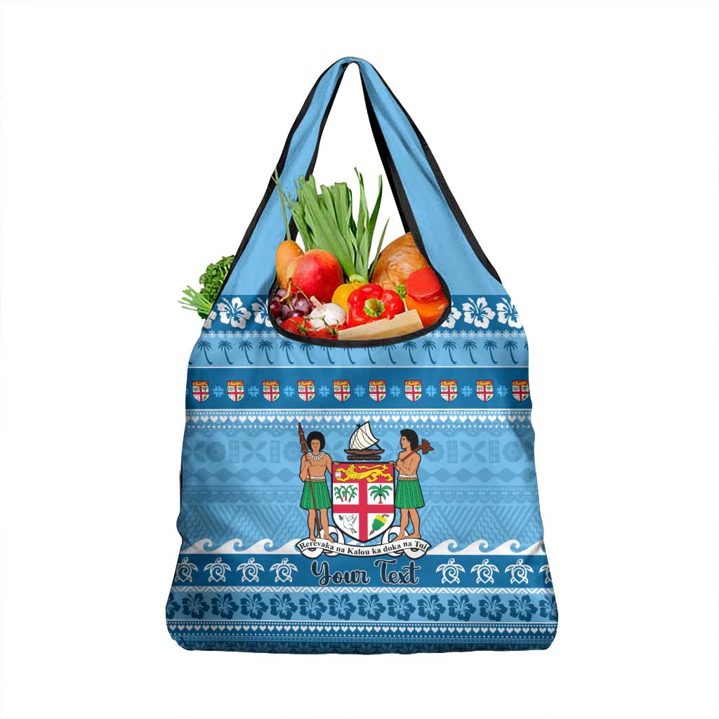 Custom Fiji Christmas Grocery Bag Fijian Tapa Marau na Kerisimasi