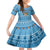 Custom Fiji Christmas Kid Short Sleeve Dress Fijian Tapa Marau na Kerisimasi LT14 KID Blue - Polynesian Pride