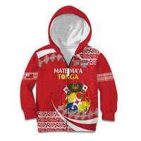 Custom Mate Maa Tonga Kid Hoodie 2024 Go Champions LT14 Zip Hoodie Red - Polynesian Pride