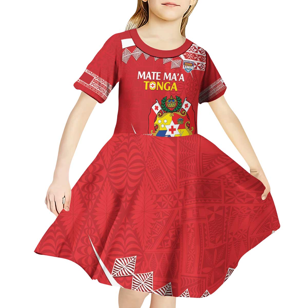 Custom Mate Maa Tonga Kid Short Sleeve Dress 2024 Go Champions LT14 - Polynesian Pride