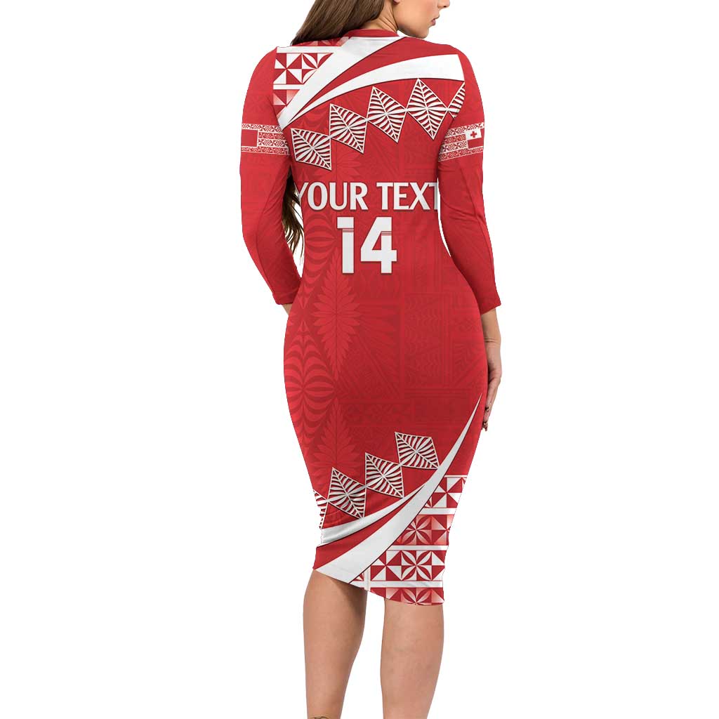 Custom Mate Maa Tonga Long Sleeve Bodycon Dress 2024 Go Champions LT14 - Polynesian Pride