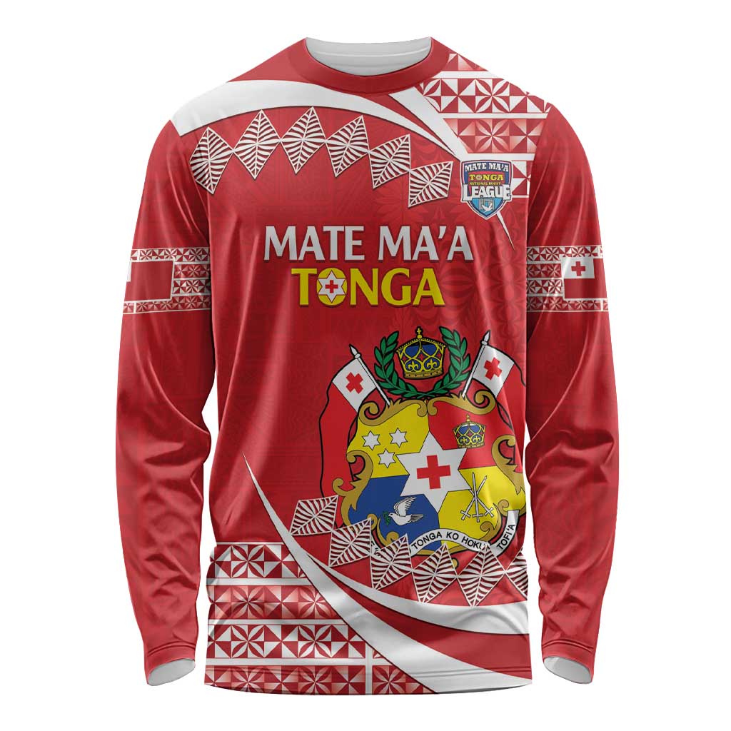 Custom Mate Maa Tonga Long Sleeve Shirt 2024 Go Champions LT14 Unisex Red - Polynesian Pride