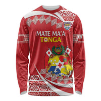 Custom Mate Maa Tonga Long Sleeve Shirt 2024 Go Champions LT14 Unisex Red - Polynesian Pride