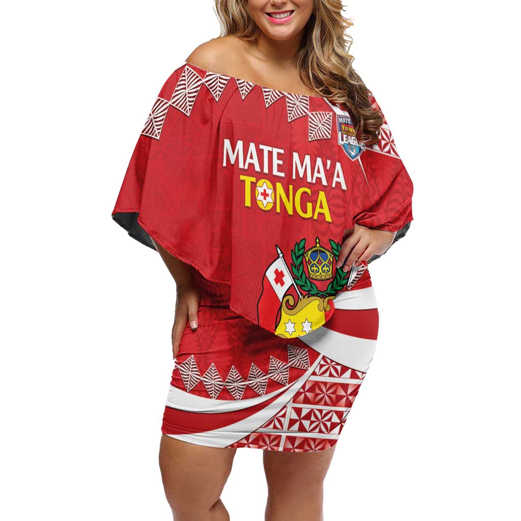 Custom Mate Maa Tonga Off Shoulder Short Dress 2024 Go Champions LT14 Women Red - Polynesian Pride