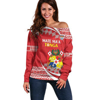 Custom Mate Maa Tonga Off Shoulder Sweater 2024 Go Champions LT14 Women Red - Polynesian Pride