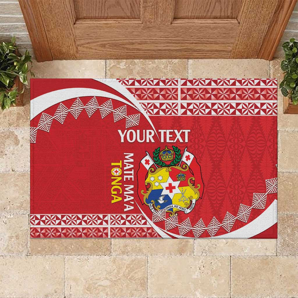 Custom Mate Maa Tonga Rubber Doormat 2024 Go Champions LT14 Red - Polynesian Pride