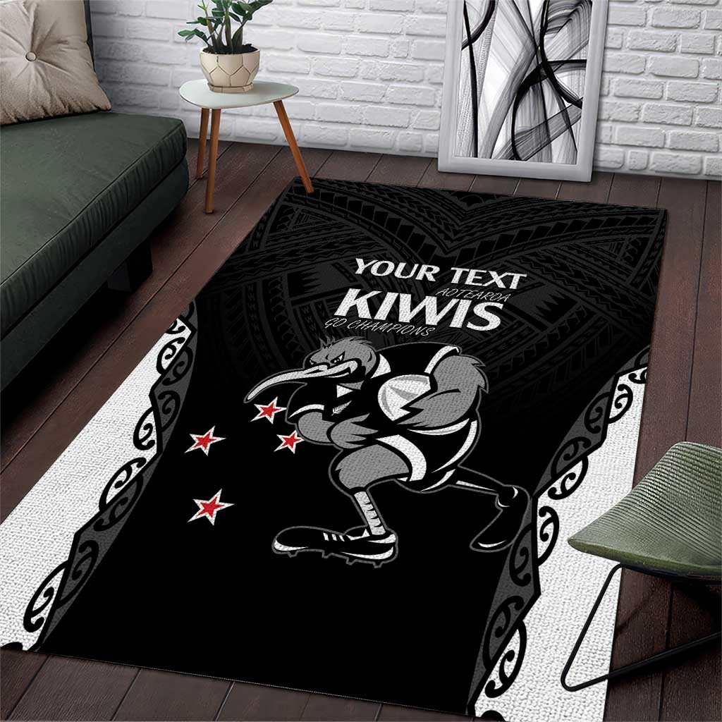 Aotearoa Rugby Custom Area Rug Maori Kiwi - Mascot Style