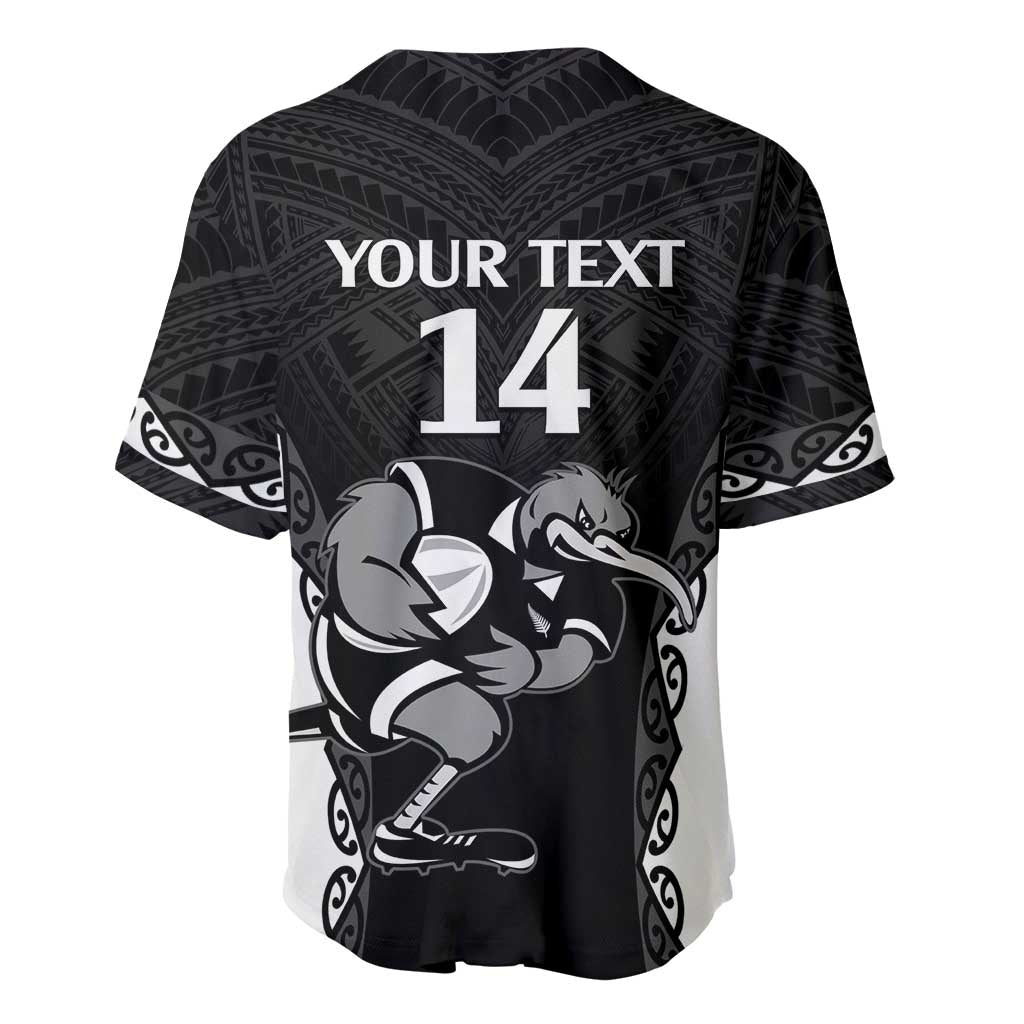 Aotearoa Rugby Custom Baseball Jersey Maori Kiwi - Mascot Style LT14 - Polynesian Pride