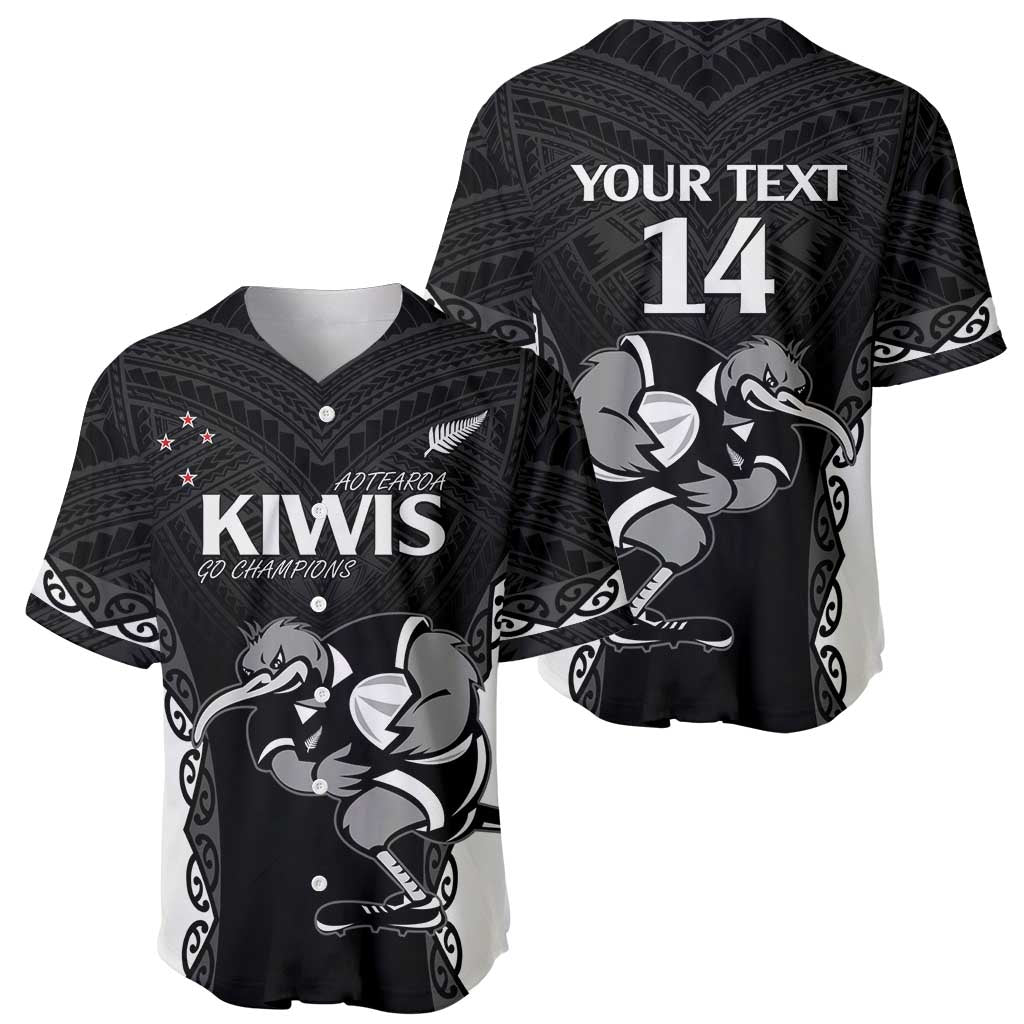 Aotearoa Rugby Custom Baseball Jersey Maori Kiwi - Mascot Style LT14 - Polynesian Pride