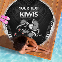 Aotearoa Rugby Custom Beach Blanket Maori Kiwi - Mascot Style LT14 - Polynesian Pride