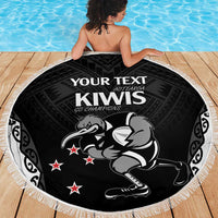 Aotearoa Rugby Custom Beach Blanket Maori Kiwi - Mascot Style LT14 - Polynesian Pride