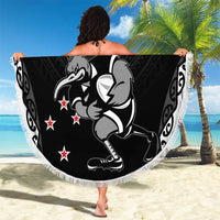 Aotearoa Rugby Custom Beach Blanket Maori Kiwi - Mascot Style LT14 - Polynesian Pride