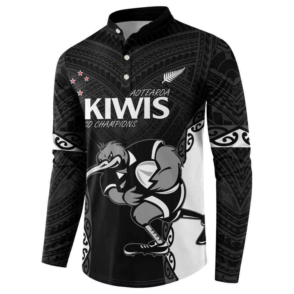 Aotearoa Rugby Custom Button Sweatshirt Maori Kiwi - Mascot Style LT14 - Polynesian Pride