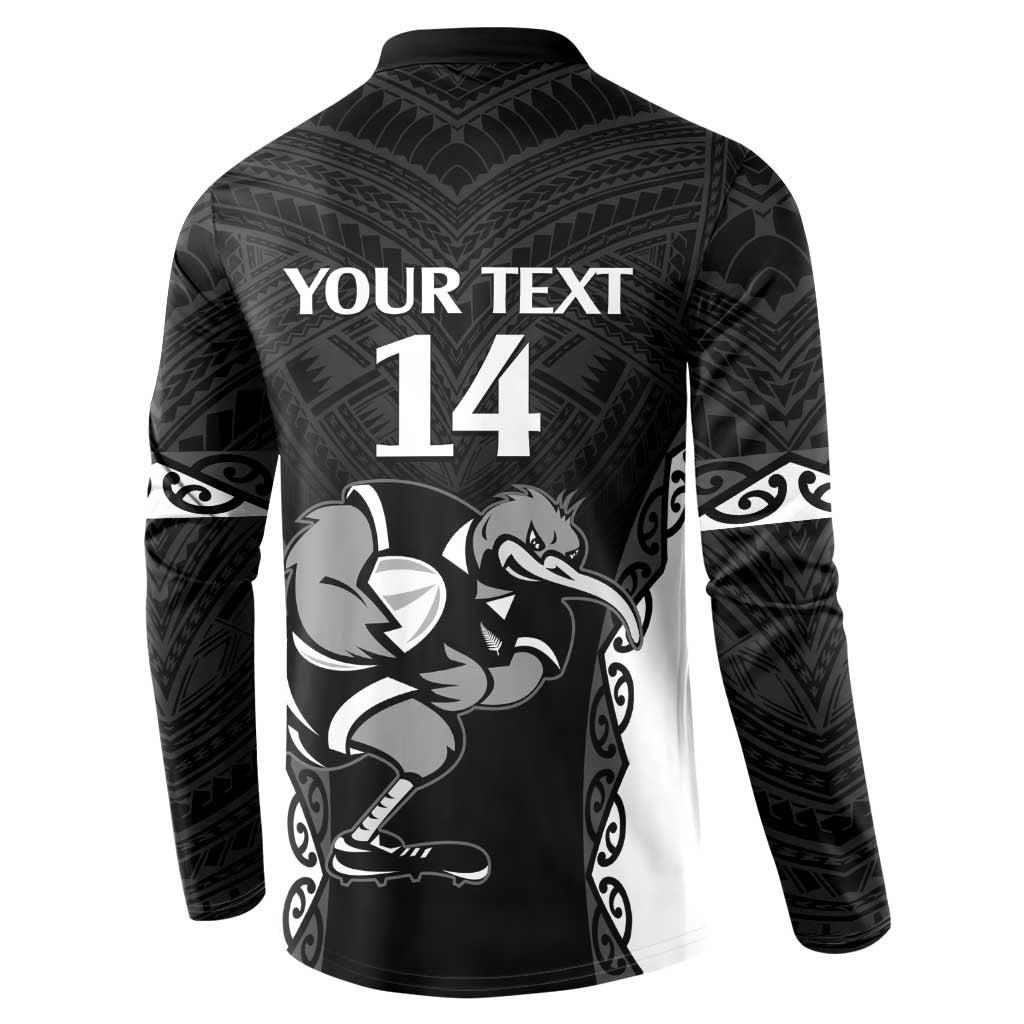 Aotearoa Rugby Custom Button Sweatshirt Maori Kiwi - Mascot Style LT14 - Polynesian Pride