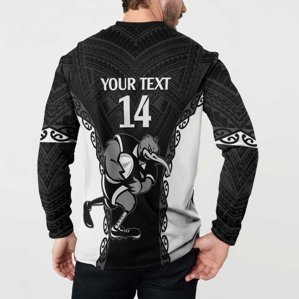 Aotearoa Rugby Custom Button Sweatshirt Maori Kiwi - Mascot Style LT14 - Polynesian Pride