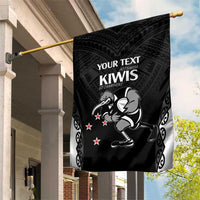 Aotearoa Rugby Custom Garden Flag Maori Kiwi - Mascot Style LT14 House Flag Black - Polynesian Pride