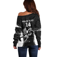Aotearoa Rugby Custom Off Shoulder Sweater Maori Kiwi - Mascot Style LT14 - Polynesian Pride