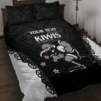Aotearoa Rugby Custom Quilt Bed Set Maori Kiwi - Mascot Style LT14 Black - Polynesian Pride