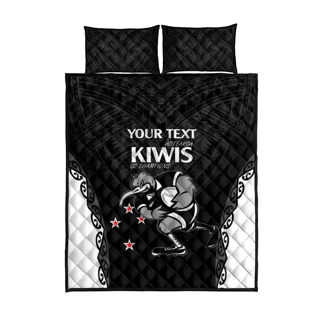 Aotearoa Rugby Custom Quilt Bed Set Maori Kiwi - Mascot Style LT14 - Polynesian Pride