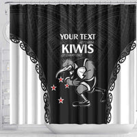 Aotearoa Rugby Custom Shower Curtain Maori Kiwi - Mascot Style LT14 - Polynesian Pride