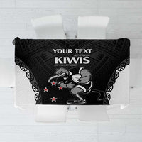Aotearoa Rugby Custom Tablecloth Maori Kiwi - Mascot Style LT14 Black - Polynesian Pride