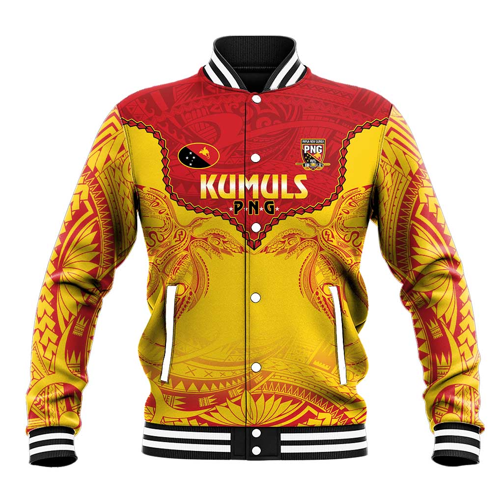 Papua New Guinea Rugby Custom Baseball Jacket Go Kumuls PNG - Polynesian Pattern LT14 Unisex Yellow - Polynesian Pride