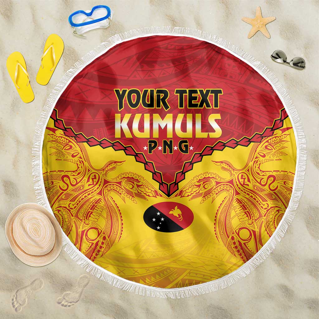 Papua New Guinea Rugby Custom Beach Blanket Go Kumuls PNG - Polynesian Pattern LT14 One Size 150cm Yellow - Polynesian Pride