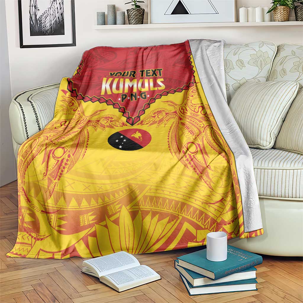 Papua New Guinea Rugby Custom Blanket Go Kumuls PNG - Polynesian Pattern LT14 Yellow - Polynesian Pride