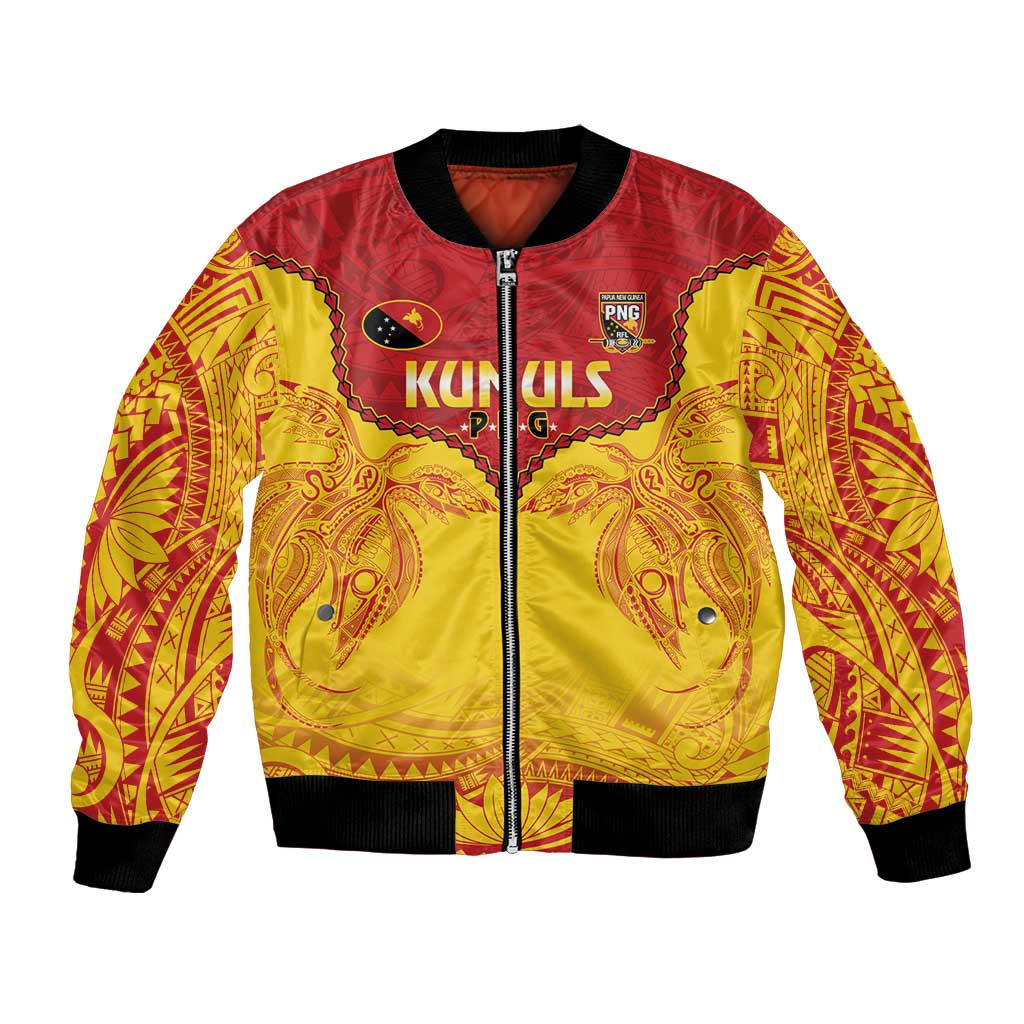Papua New Guinea Rugby Custom Bomber Jacket Go Kumuls PNG - Polynesian Pattern LT14 Unisex Yellow - Polynesian Pride