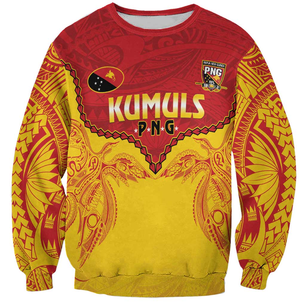 Papua New Guinea Rugby Custom Sweatshirt Go Kumuls PNG - Polynesian Pattern LT14 Unisex Yellow - Polynesian Pride