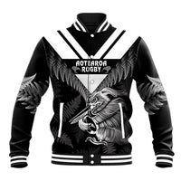 Aotearoa Silver Fern Rugby Custom Baseball Jacket 2024 Go Kiwi LT14 Unisex Black - Polynesian Pride