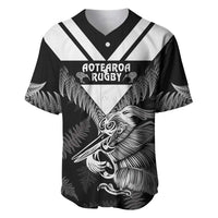 Aotearoa Silver Fern Rugby Custom Baseball Jersey 2024 Go Kiwi LT14 Black - Polynesian Pride