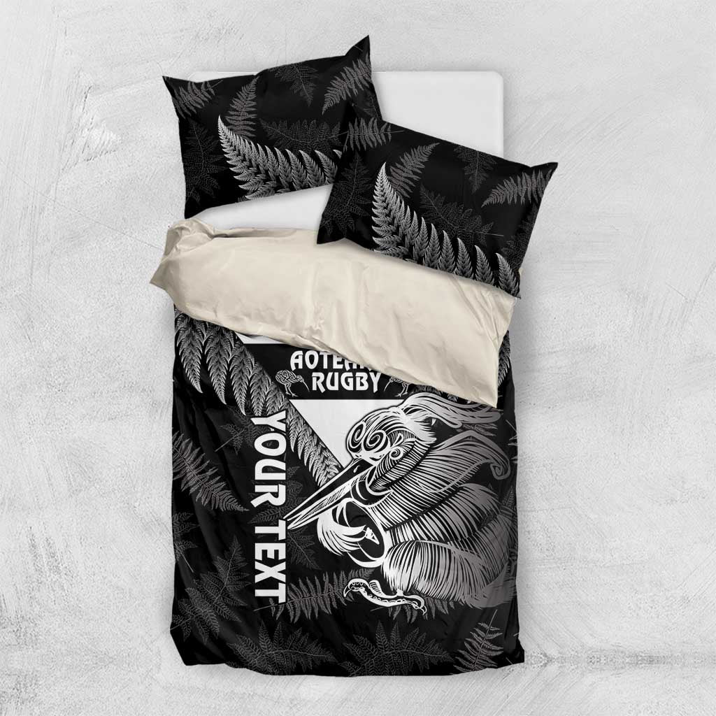 Aotearoa Silver Fern Rugby Custom Bedding Set 2024 Go Kiwi LT14 US Twin 172cm x 218cm Black - Polynesian Pride