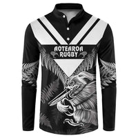 Aotearoa Silver Fern Rugby Custom Button Sweatshirt 2024 Go Kiwi LT14 Black - Polynesian Pride