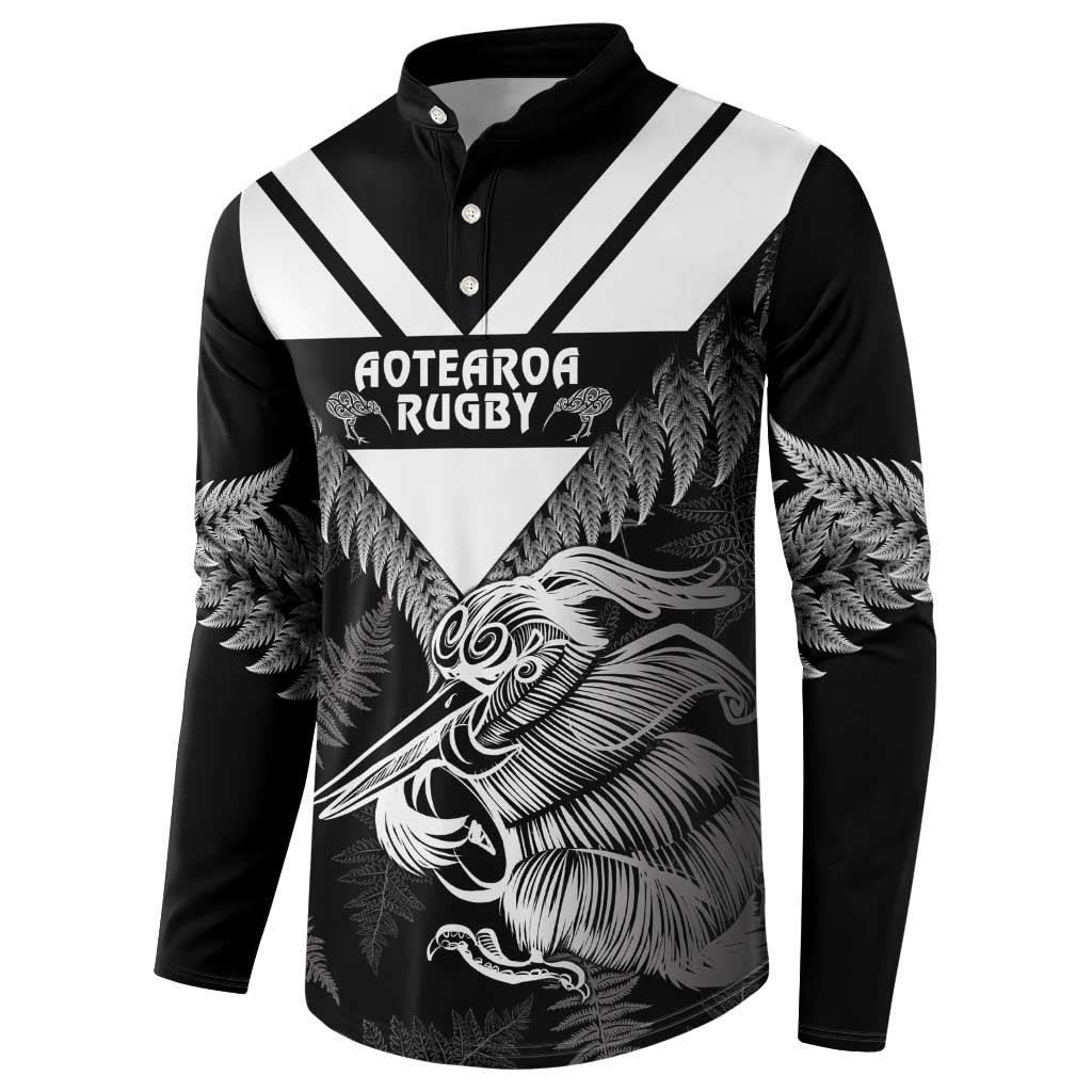 Aotearoa Silver Fern Rugby Custom Button Sweatshirt 2024 Go Kiwi LT14 - Polynesian Pride