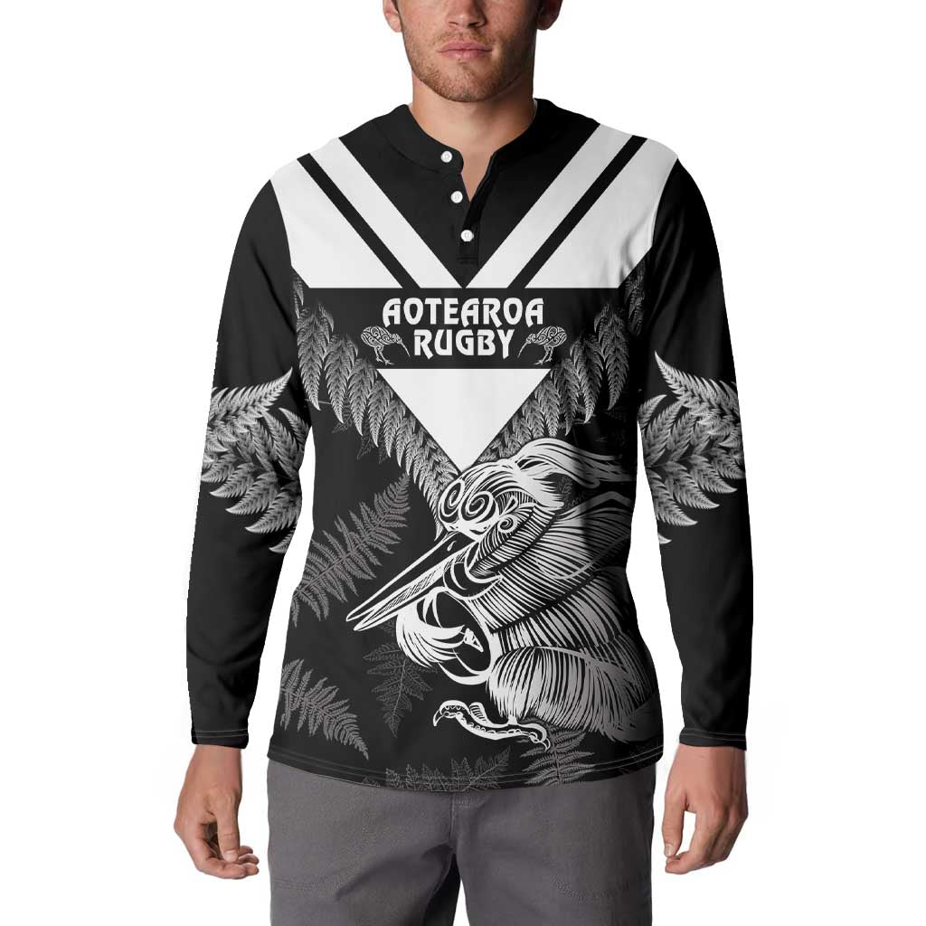 Aotearoa Silver Fern Rugby Custom Button Sweatshirt 2024 Go Kiwi LT14 - Polynesian Pride
