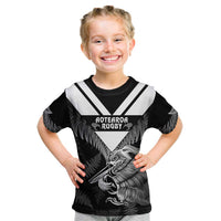 Aotearoa Silver Fern Rugby Custom Kid T Shirt 2024 Go Kiwi LT14 Black - Polynesian Pride