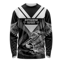 Aotearoa Silver Fern Rugby Custom Long Sleeve Shirt 2024 Go Kiwi LT14 Unisex Black - Polynesian Pride