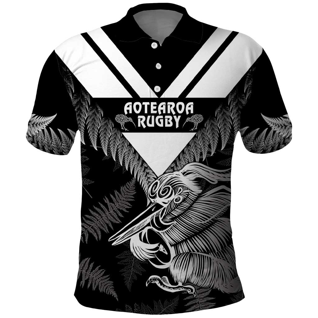 Aotearoa Silver Fern Rugby Custom Polo Shirt 2024 Go Kiwi LT14 Black - Polynesian Pride